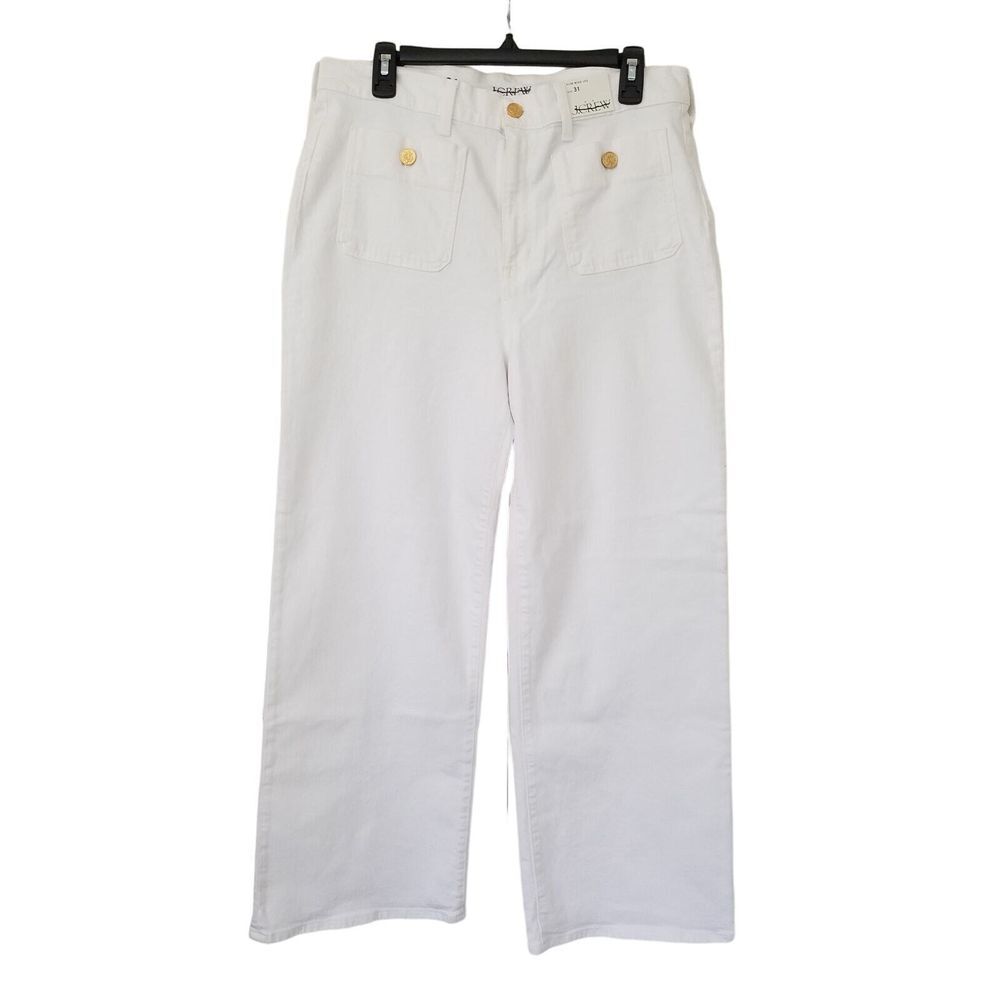 J. Crew Sailor Slim Wide‎ Leg Jeans Womens Size 31 White Ankle NWT $148 BX940